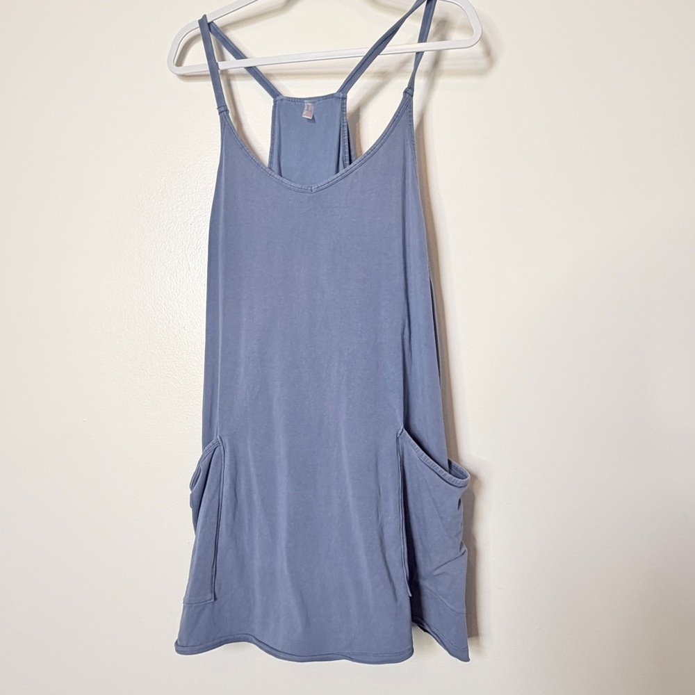 Free People Dusty Blue Racerback Pocket Romper